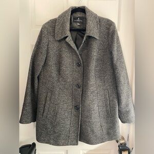 London Fog Wool‎ Blend Single Breasted Plus Size Gray Peacoat Coat - Size 1X